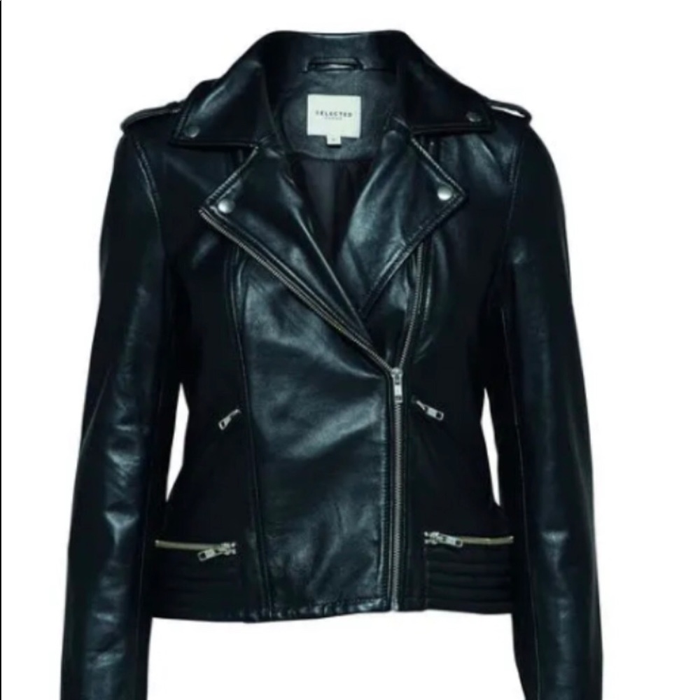 Selected Femme Leather Biker Jacket  16062646